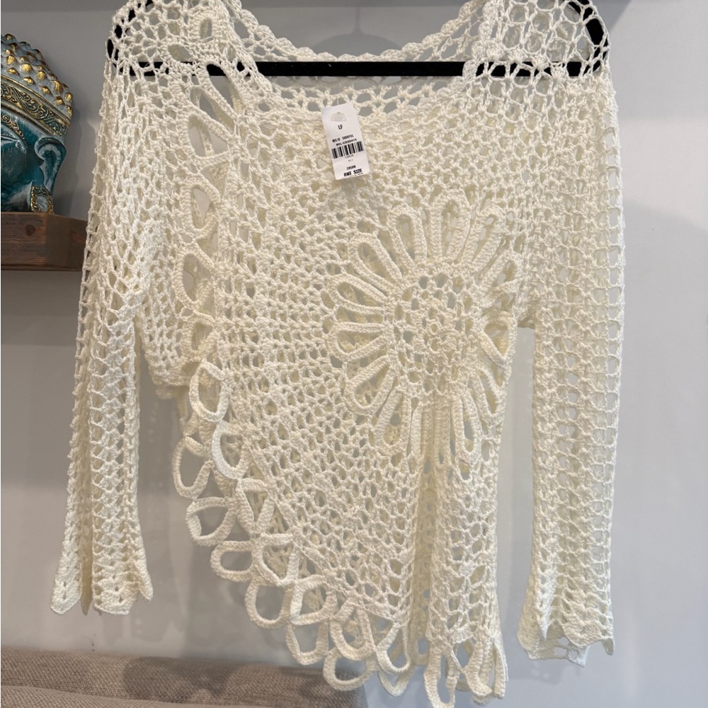 Millau Cream Crochet Knit Top
